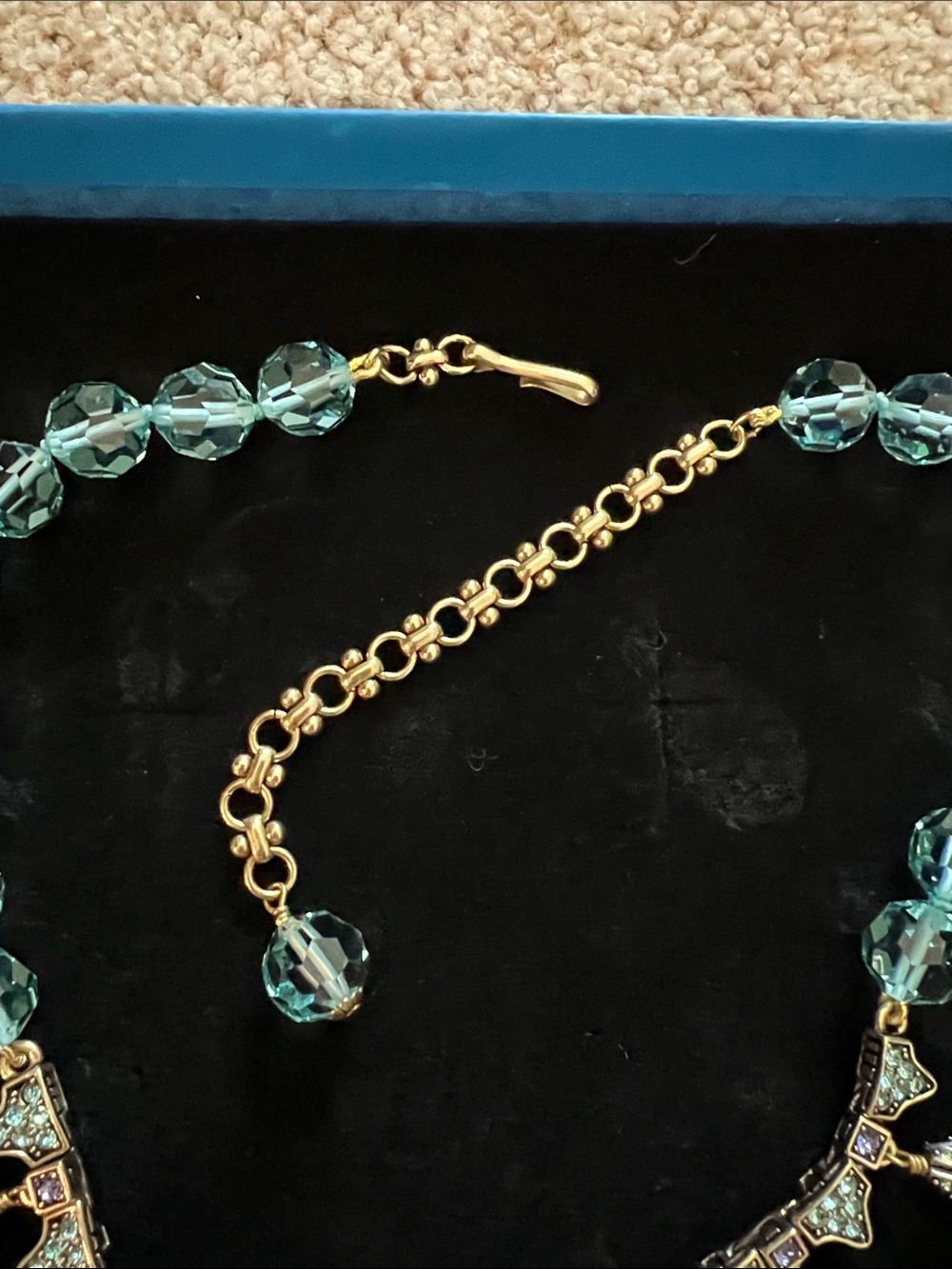 Heidi Daus Gold-Tone Necklace with Aquamarine Teardrops - Picture 3 of 4